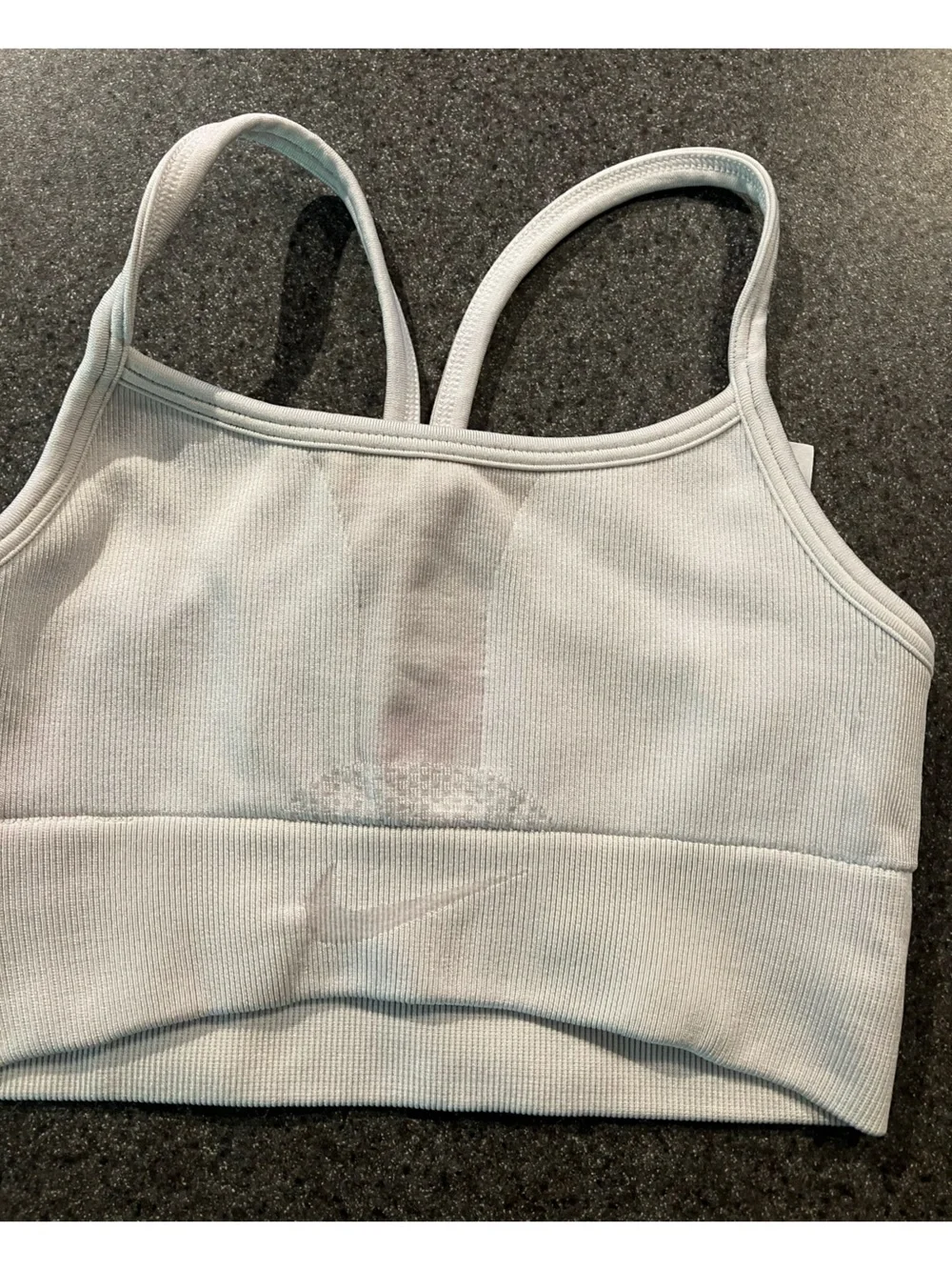 Nike Light Gray Ribbed Strappy Sports Bralette